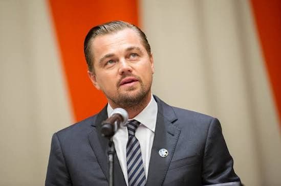 Leonardo DiCaprio speaking at a climate change event