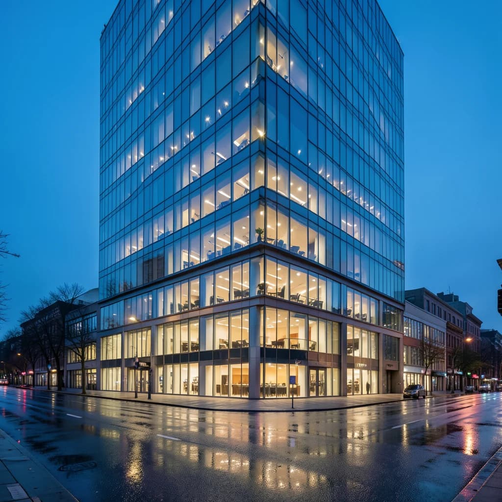 Image of image/Picture of a modern corporate glass office tower