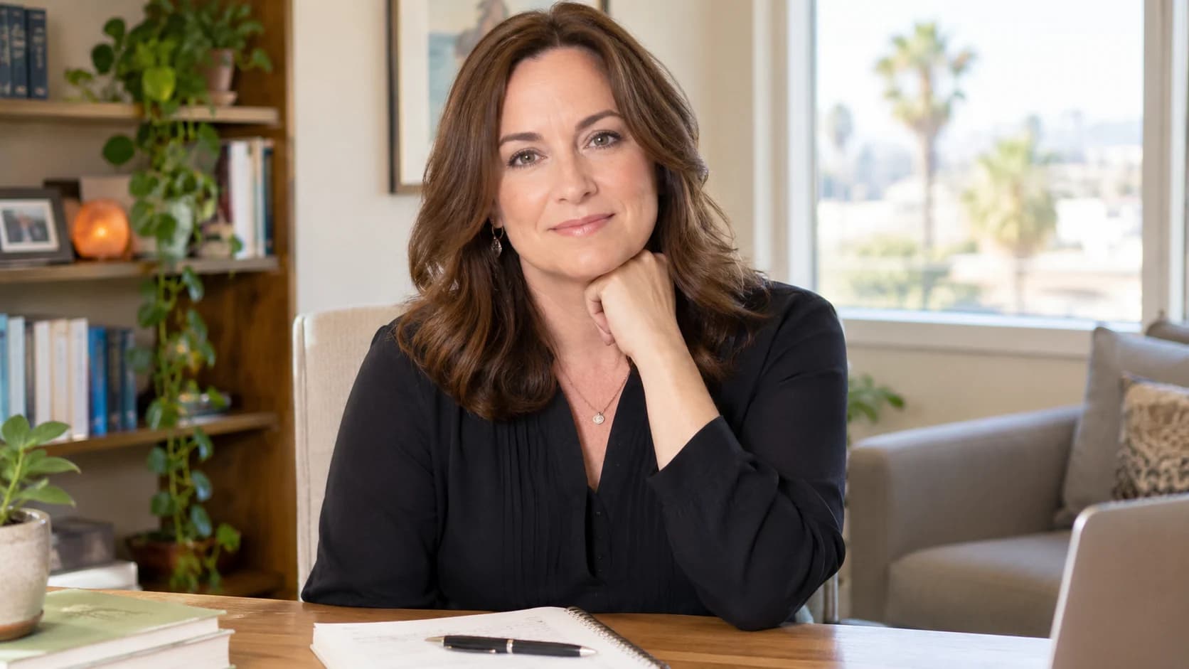 Samantha Struthers Rader, also known as Dr. Sam Rader, in a professional office setting.