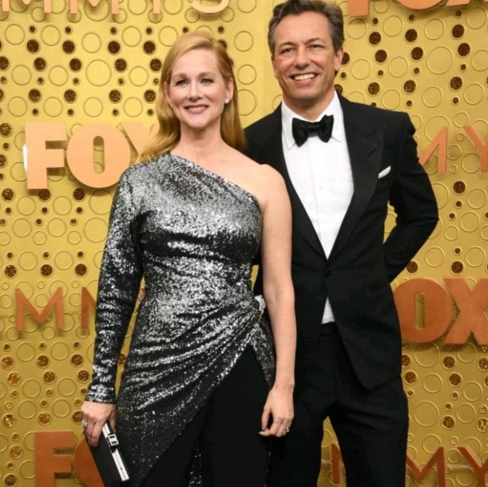 Marc Schauer with his wife, actress Laura Linney, at a public event.