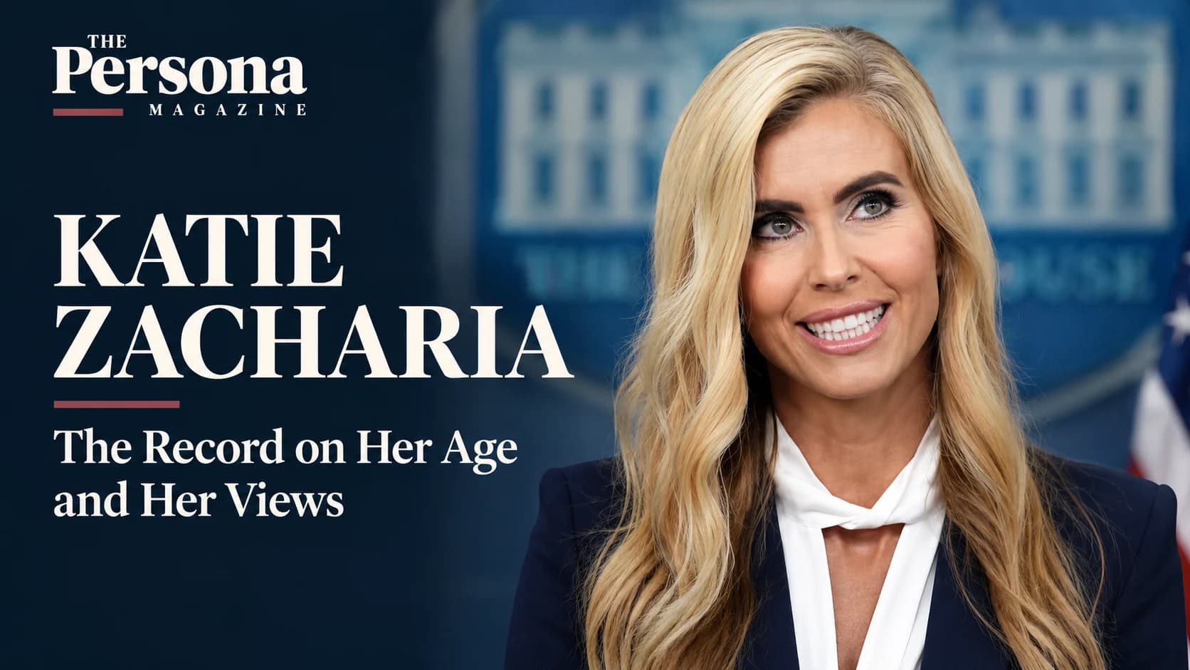 Katie Zacharia in a professional portrait, featured in an article exploring her age, background, and political views.